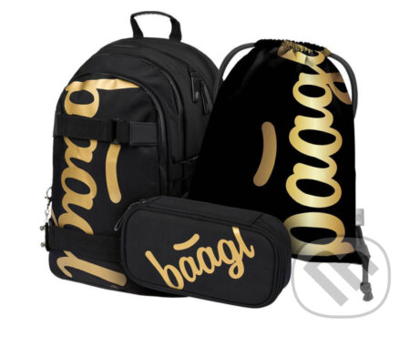 Školní set Baagl Skate Gold (set 3) (batoh, penál, sáček)