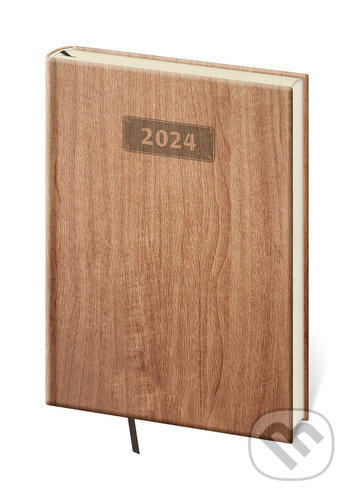Diář 2024 denní A5 Wood - světle hnědá, Helma, 2023