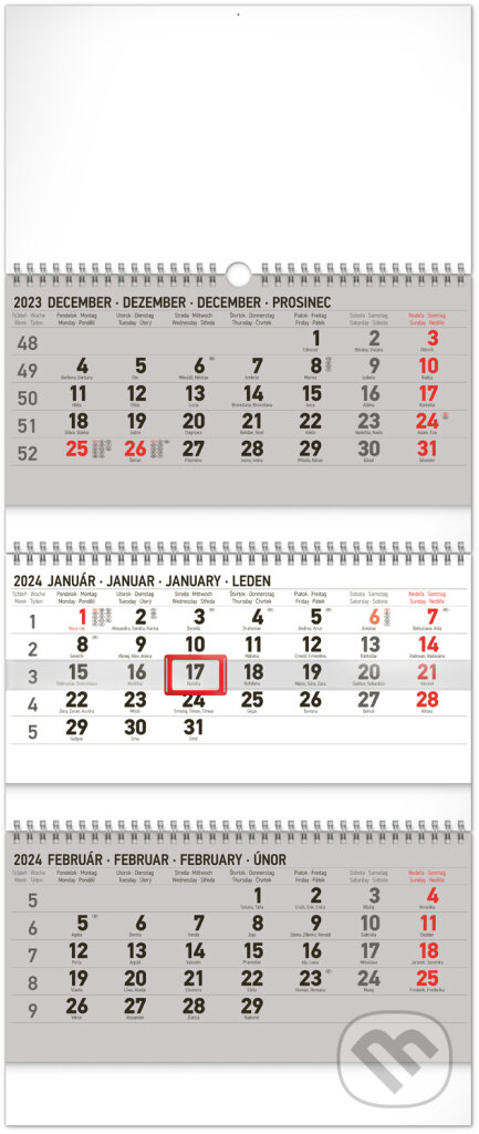 Nástenný kalendár 3-mesačný štandard skladací 2024, Notique, 2023