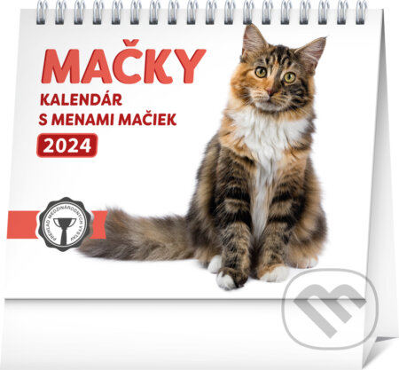 Stolový kalendár Mačky 2024 – s menami mačiek, Notique, 2023