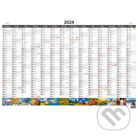 Kalendář nástěnný 2024 - Plánovací roční mapa A1 obrázková, Helma365, 2023