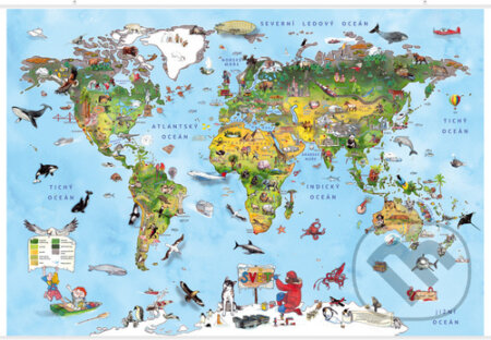 Ilustrovaná mapa světa pro malé cestovatele, Kartografie Praha, 2023