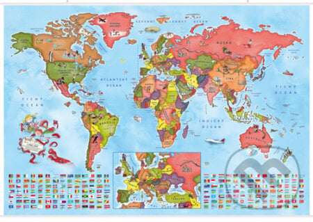 Ilustrovaná mapa států světa pro malé cestovatele - verze s plastovými lištami, Kartografie Praha, 2023