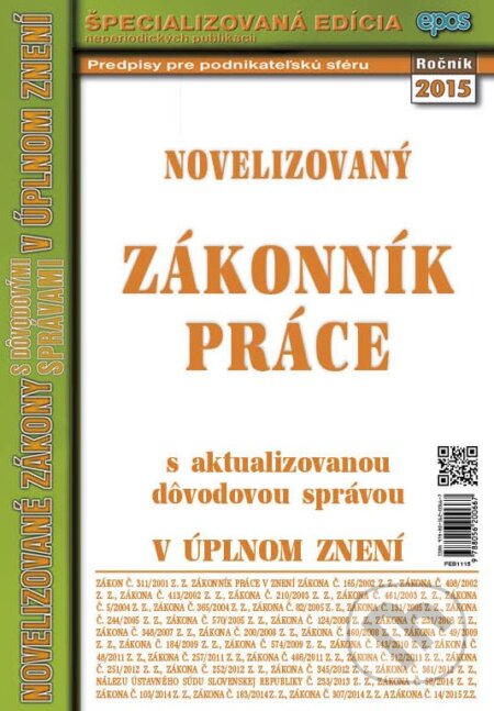 Kniha: Novelizovaný Zákonník práce (Epos). Epos, 2015