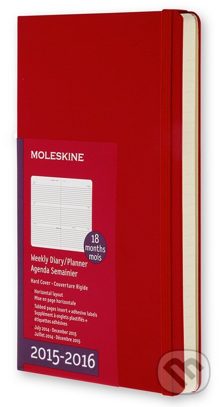 Moleskine – 18-mesačný horizontálny červený diár 2015/2016, Moleskine, 2015