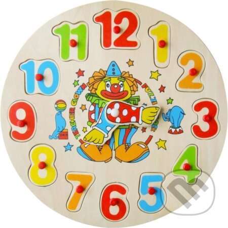 Dřevěná hračka - Vkládačka hodiny, klaun, zajíc, EPEE