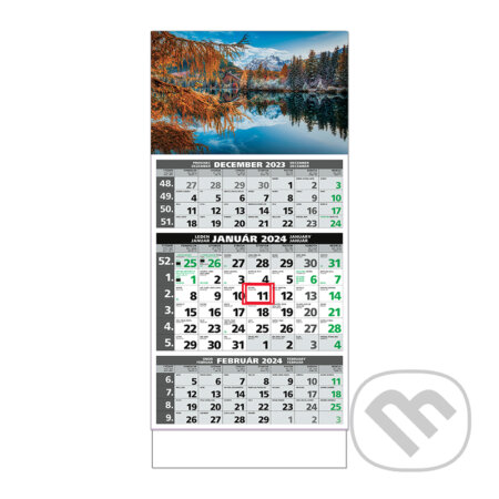 Štandard 3-mesačný Eko nástenný kalendár 2024 - jeseň pri jazere, Spektrum grafik, 2023