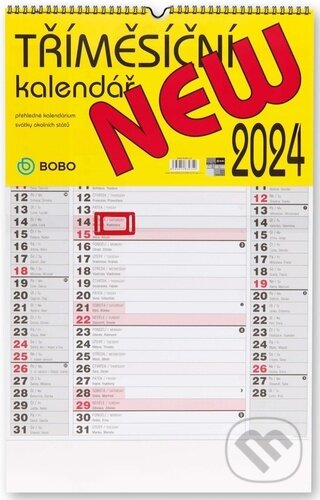 Tříměsíční New 2024 - nástěnný kalendář, BOBO BLOK, 2023