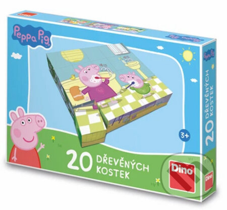 Dřevěné kostky Peppa Pig Veselý den (20 kostek)