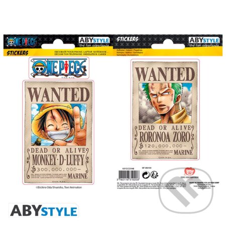 One Piece samolepky - Wanted Luffy a Zorro, ABYstyle, 2023