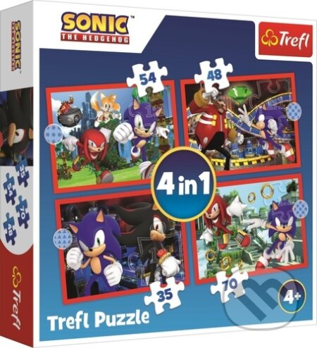 Sonic Dobrodružná jízda 4v1 ((35,48,54,70 dílků)) - puzzle z kategorie 15 - 60 dílků