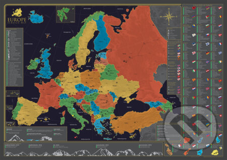 Nástenná mapa Európy (prevedenie bez stieracej vrstvy), 68travel, 2020