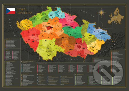 Nástenná mapa Českej republiky (prevedenie bez stieracej vrstvy), 68travel, 2023