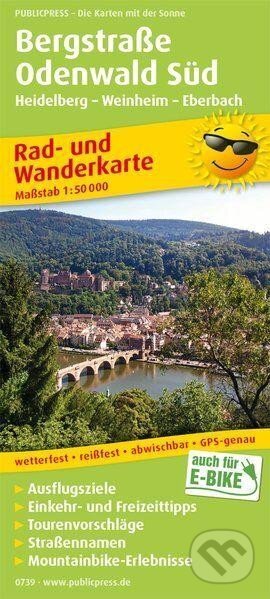 Bergstrasse Odenwald Süd, Heidelberg-Weinheim-Eberbach 1:50 000 / cyklistická a turistická mapa, freytag&berndt, 2018