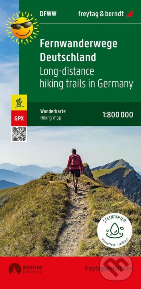 Dálkové turistické stezky v Německu 1:800 000 / turistická a cykloturistická mapa, freytag&berndt, 2021