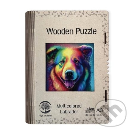 Dřevěné puzzle Barevný labrador A3 - puzzle z kategorie Zvířata