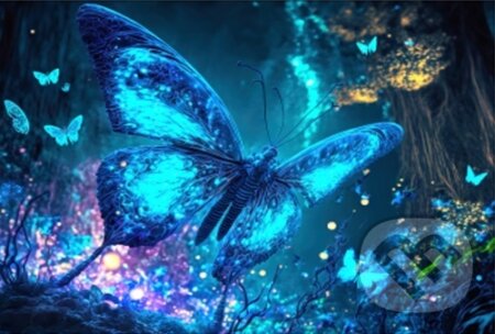 Dřevěné puzzle Fluorescentní motýl A3 svítící ve tmě