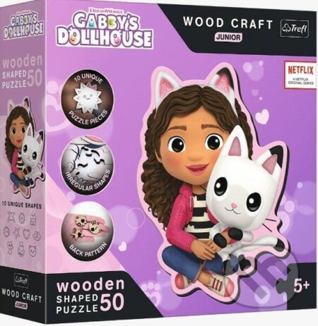 Trefl Wood craft puzzle Gabi&#039;s Doll House 50 ks. Gabby a jej mačiatko, Trefl, 2023