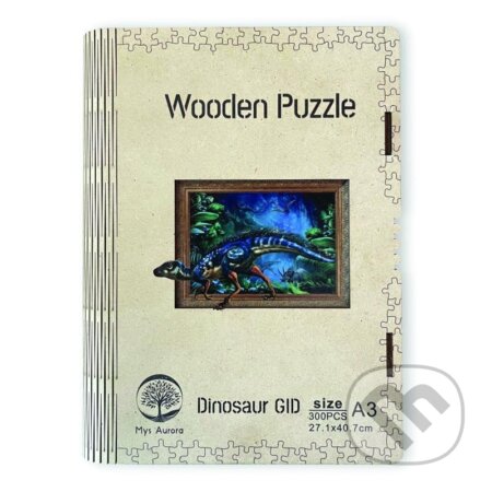 Puzzle Dinosaurus A3, dřevěné, svítící - puzzle z kategorie Zvířata