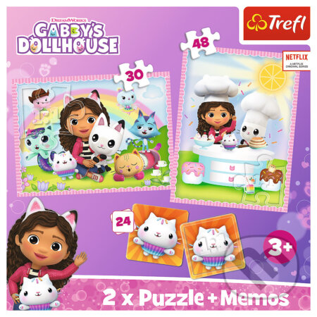 Trefl Puzzle 2v1 + pexeso - Gabby so svojou mačičkou, Trefl, 2023