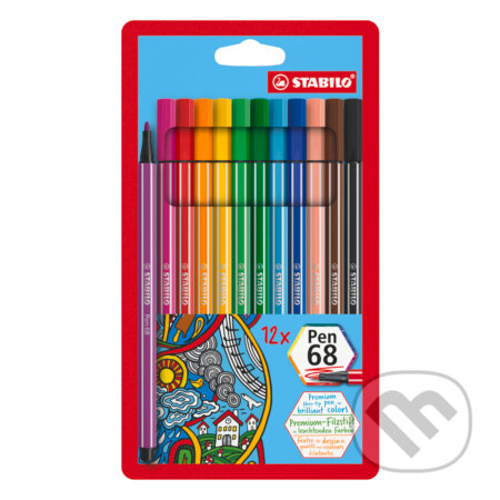 Prémiový vláknový fix STABILO pen 68 (12 kusov / farieb v púzdre)