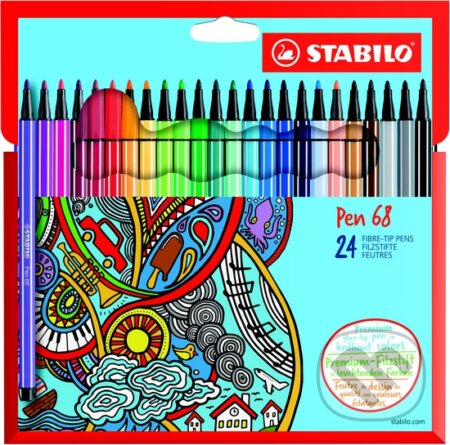 Prémiový vláknový fix STABILO pen 68 (24 kusov / farieb v púzdre)