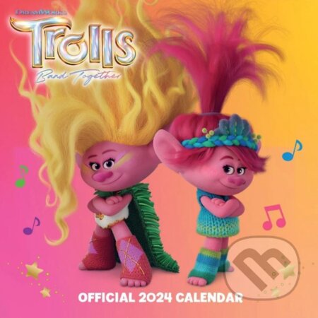 Oficiálny nástenný kalendár 2024 Trollovia 3 s plagátom, , 2023