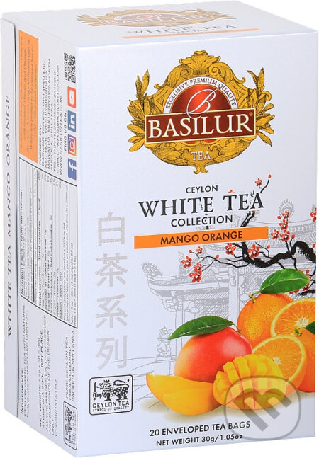 BASILUR White Tea Mango Orange 20x1,5g, Bio - Racio, 2023