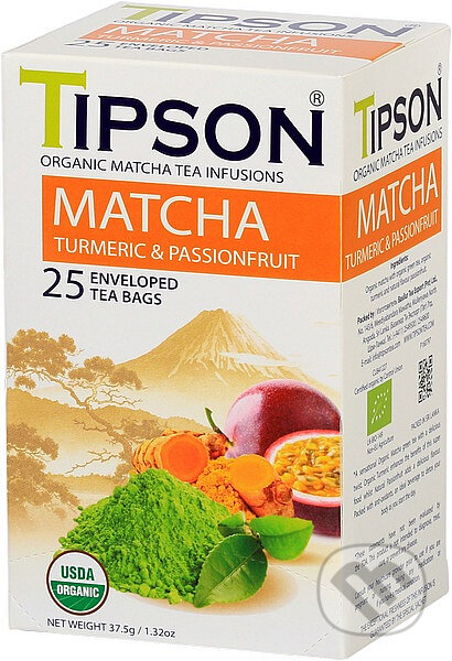 TIPSON BIO Matcha Turmeric & Passion Fruit 25x1,5g, Bio - Racio, 2023