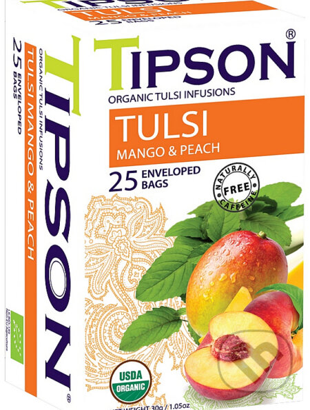 TIPSON BIO Tulsi Mango & Peach 25x1,2g, Bio - Racio, 2023