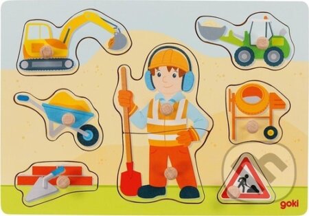 Stavební dělník (Dřevěná vkládačka) - puzzle z kategorie Maxi dílky