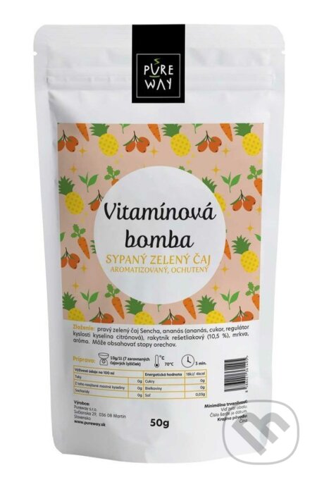Vitamínová  bomba (sypaný zelený čaj aromatizovaný, ochutený 50g)