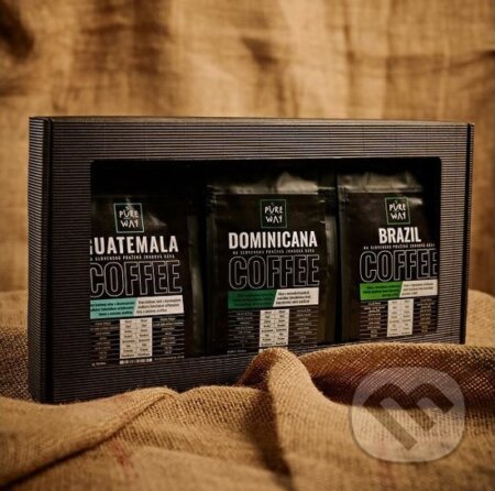 Darčekový set zrnkových odrodových káv 3x 200g Guatemala, Dominicana, Brazil, Pure Way