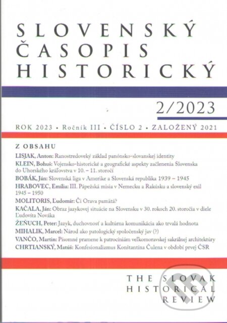 Slovenský časopis historický 2/2023, Vydavateľstvo Spolku slovenských spisovateľov, 2023