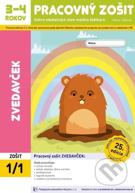 Zvedavček (pracovný zošit 1/1 pre 3-4 ročných - Súhrn edukačných úloh malého škôlkára) - kniha z kategorie Naučné knihy