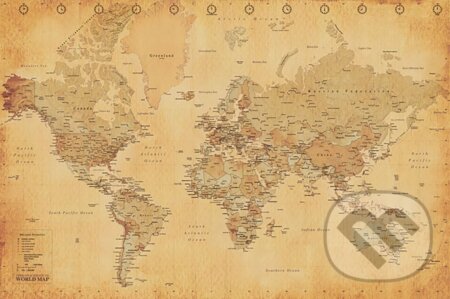 Plagát World Map: Vintage Style, , 2023