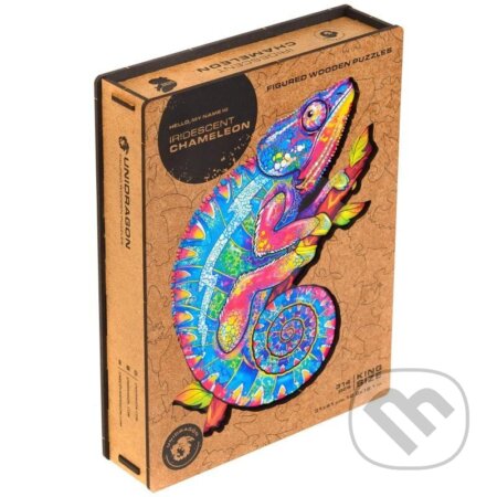Unidragon drevené puzzle - Chameleon veľkosť L - puzzle z kategorie Zvířata