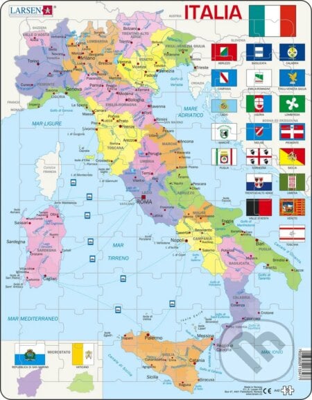 Italy - Political Map (A42), Larsen