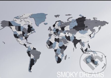 Svetová mapa Smoky Dreams (veľkosť M), ECO WOOD ART