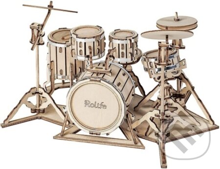 3D dřevěné puzzle Souprava bicích nástrojů, Robotime, 2024