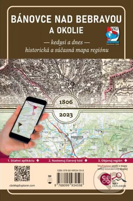 Porovnávacia mapa Bánovce nad Bebravou a okolie kedysy a dnes, CBS, 2023
