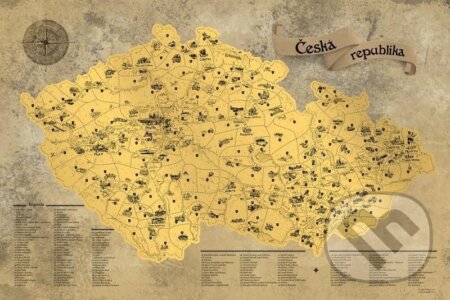Stírací mapa Česka Deluxe XXL - zlatá, Giftio, 2024