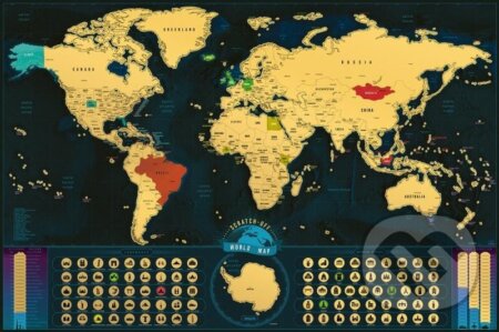 Stírací mapa světa EN - gold classic XL, Giftio, 2024