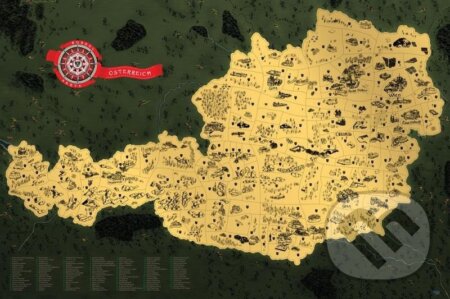 Stírací mapa Rakouska Deluxe - zlatá, Giftio, 2024