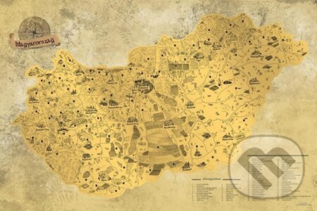 Stírací mapa Maďarska Deluxe - zlatá, Giftio, 2024
