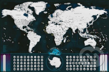 Stírací mapa světa EN - silver classic XXL, Giftio, 2024