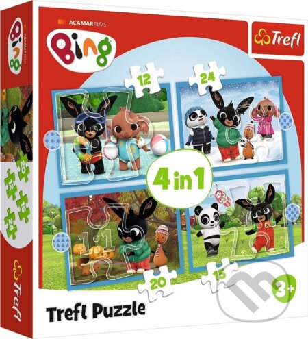 Trefl Puzzle 4v1 - Šťastný Bing / Acamar Films Bing, Trefl, 2024