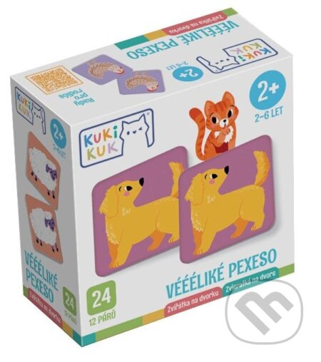 KukiKuk Véééliké pexeso Zvířátka na dvorku - hra z kategorie Vzdělávací hry