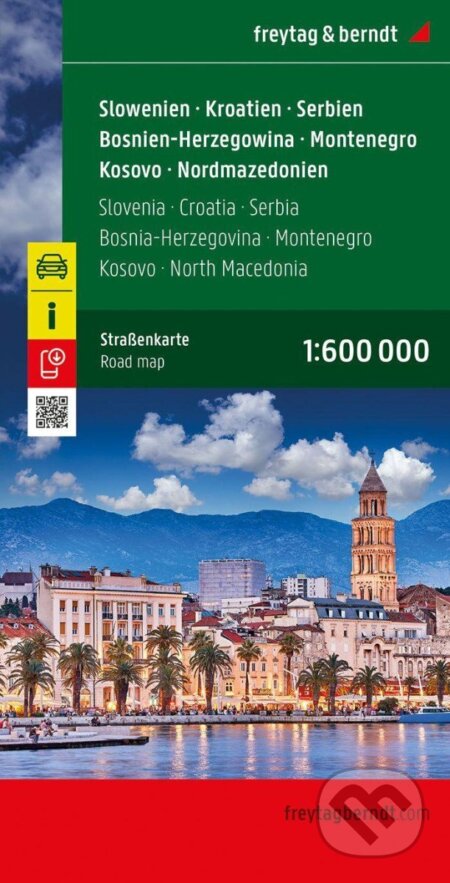 Slovinsko - Chorvatsko - Srbsko - Bosna a Hercegovina - Černá Hora - Kosovo - Severní Makedonie 1:600 000, freytag&berndt, 2024