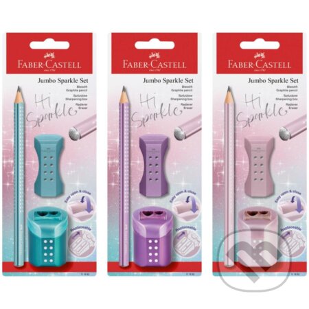 Grafitová ceruzka Sparkle Jumbo + guma + strúhadlo, BL, Faber-Castell